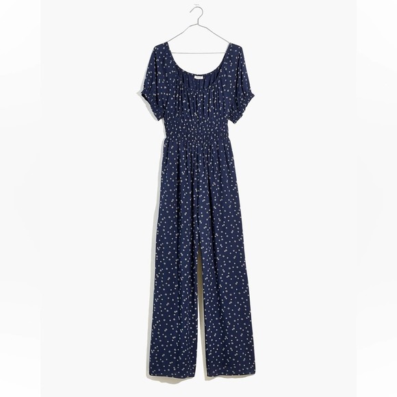 Madewell Pants - Madewell Short-sleeve Sophia Jumpsuit in Bandana Flower Navy Blue